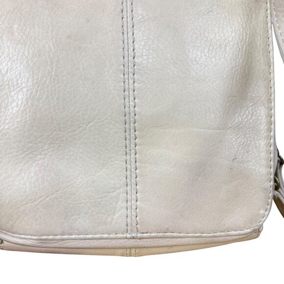 American Leather Co Cream Ivory Leather Crossbody Small Purse Card Organizer Bag - Picture 6 of 16